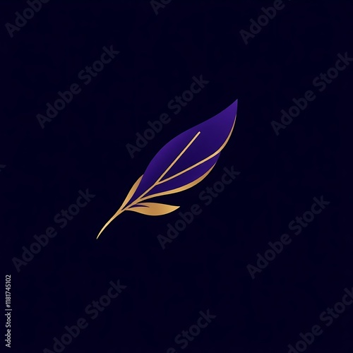 Elegant Purple and Gold Feather Logo  photo