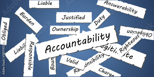 Culture of Accountability concept multiple text on desk, sticky notepaper vector illustration design background