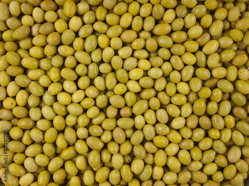 heap of green olives, top view, green olive harvest