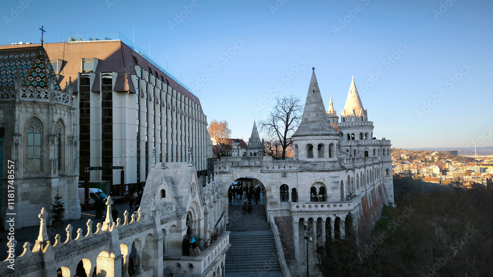 Fototapeta premium Fisherman's Bastion Budapest during the Advent