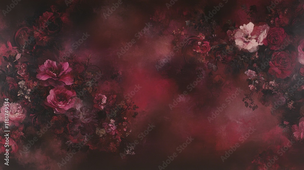 custom made wallpaper toronto digitalDark Romantic Floral Wallpaper Design with Deep Red Hues