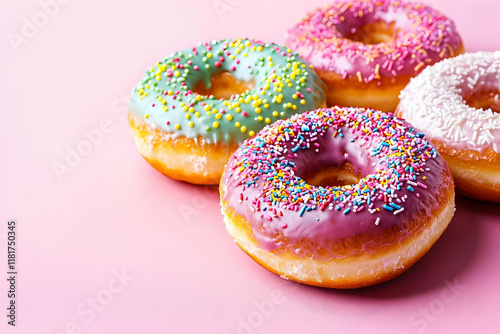 doughnuts with sprinkles in concept of valentine day on 14 February 2025 with pink and red heart gift love rose romance romantic things with background