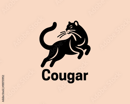 Cougar Full Body Logo Design Icon Vector Illustration