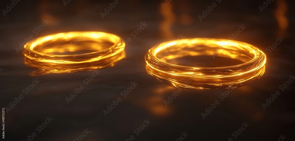 Circular flow patterns in glowing golden tones with subtle reflections Circular flow patterns in glowing golden tones with subtle reflections