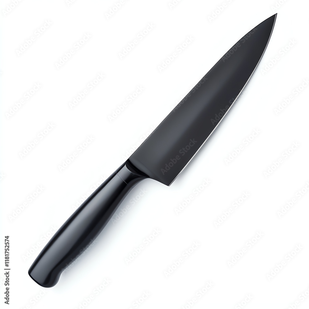 Sharp black kitchen knife on a white isolated background. Sharp black kitchen knife on a white isolated background.