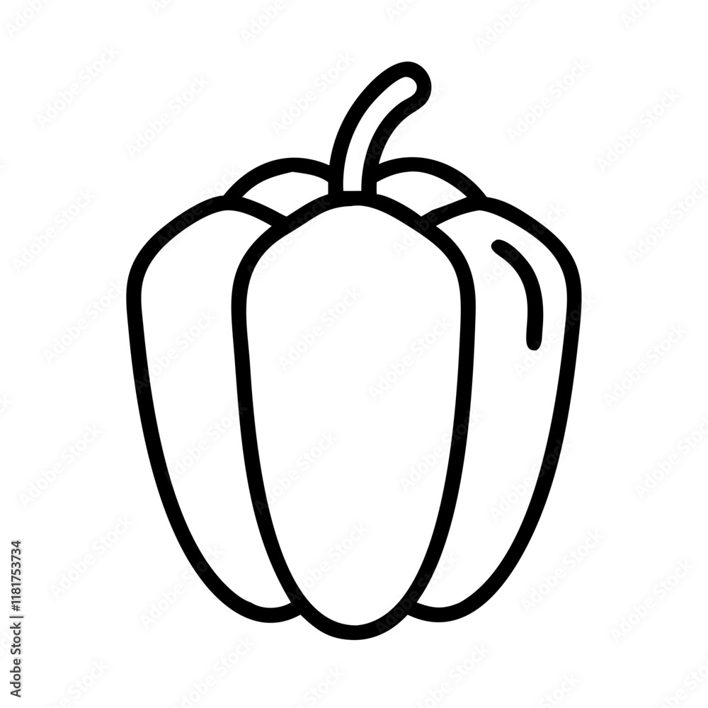 bell pepper icon, vegetables line art, vegetables vector - simple black line art icon of bell pepper perfect for logos, and vegetables-themed designs. bell pepper icon, vegetables line art, vegetables vector - simple black line art icon of bell pepper perfect for logos, and vegetables-themed designs.