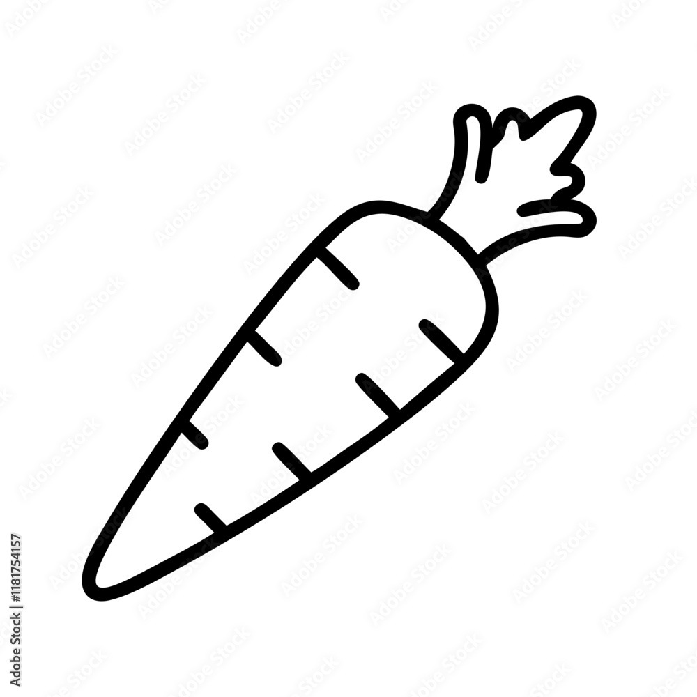 carrot icon, vegetables line art, vegetables vector - simple black line art icon of carrot perfect for logos, and vegetables-themed designs.