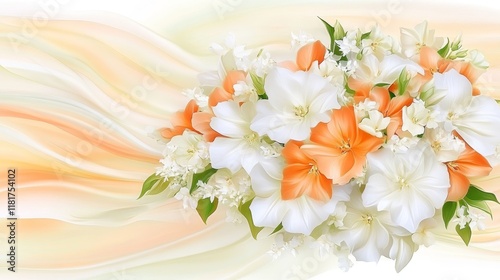 Delicate Peach and White Floral Arrangement on Silk