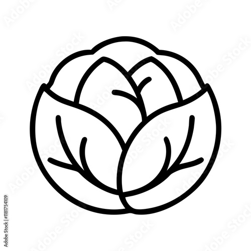 cabbage icon, vegetables line art, vegetables vector - simple black line art icon of cabbage perfect for logos, and vegetables-themed designs.