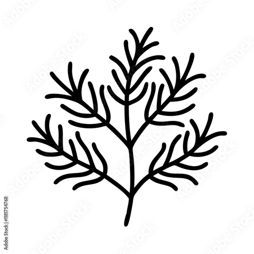 dill icon, vegetables line art, vegetables vector - simple black line art icon of dill perfect for logos, and vegetables-themed designs.