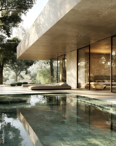 Modern Minimalist House Design with Infinity Pool Sun Drenched Terrace and Tranquil Garden Views