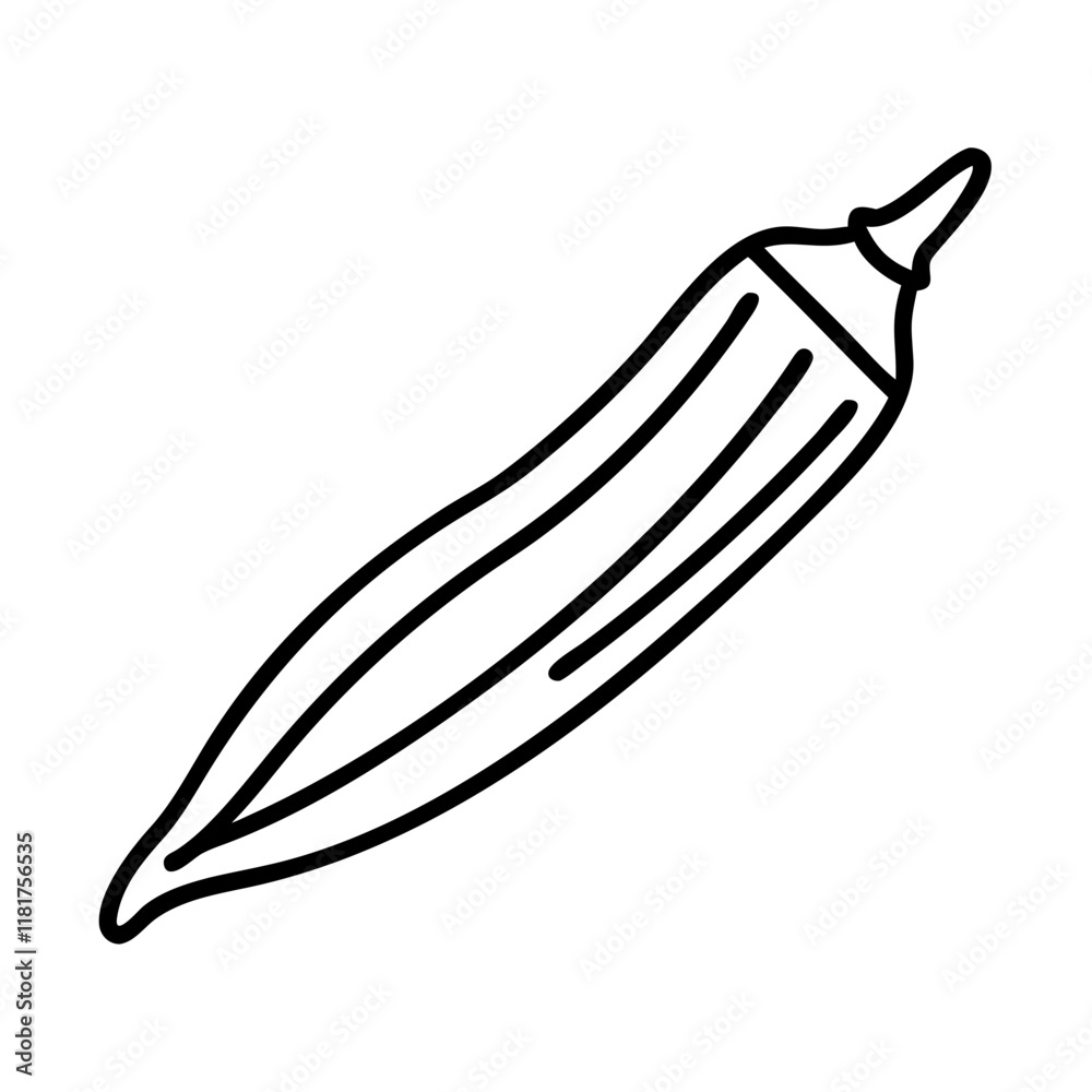 okra pod icon, vegetables line art, vegetables vector - simple black line art icon of okra pod perfect for logos, and vegetables-themed designs. okra pod icon, vegetables line art, vegetables vector - simple black line art icon of okra pod perfect for logos, and vegetables-themed designs.