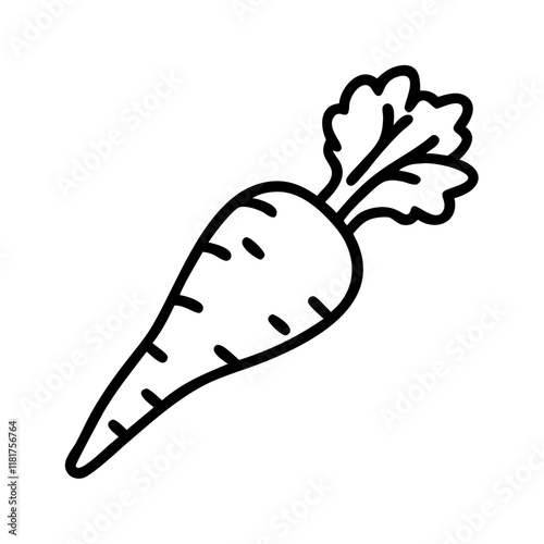 parsnip icon, vegetables line art, vegetables vector - simple black line art icon of parsnip perfect for logos, and vegetables-themed designs.