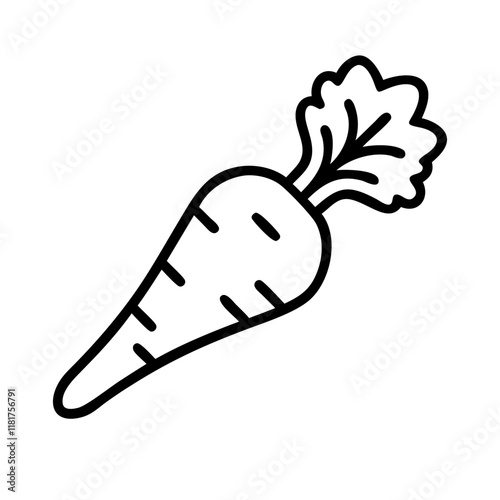 parsnip icon, vegetables line art, vegetables vector - simple black line art icon of parsnip perfect for logos, and vegetables-themed designs.