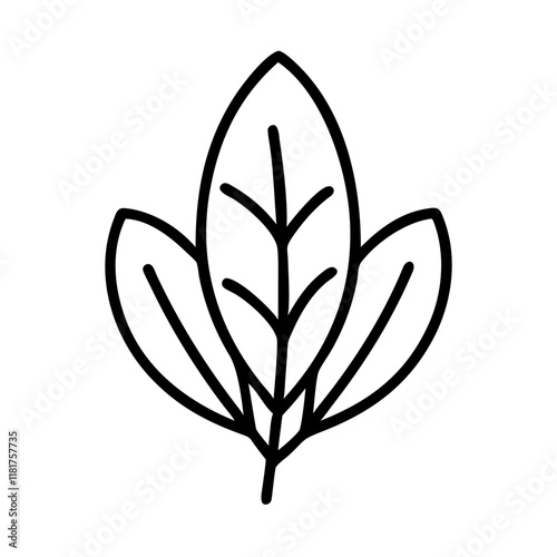 sage leaf icon, vegetables line art, vegetables vector - simple black line art icon of sage leaf perfect for logos, and vegetables-themed designs.