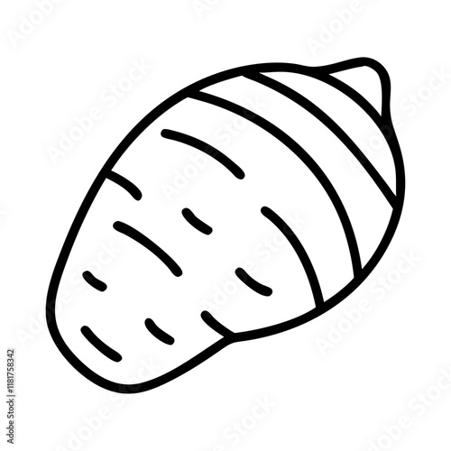 taro root icon, vegetables line art, vegetables vector - simple black line art icon of taro root perfect for logos, and vegetables-themed designs.
