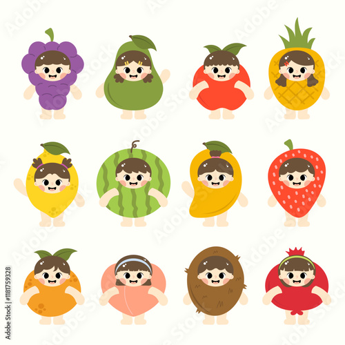 Children Fruit Costume Illustration Pack