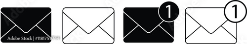 Mail notification icon set. Message mail icon vector set. E-mail envelope icon. vector eps10