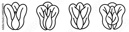 bok choy icon, vegetables line art, vegetables vector - simple black line art icon of bok choy perfect for logos, and vegetables-themed designs.