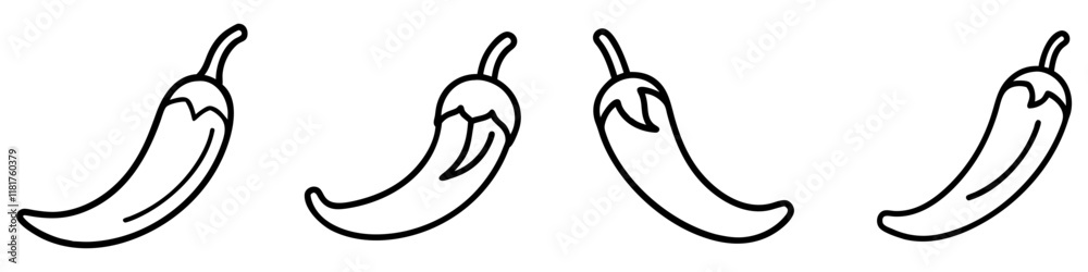 chili pepper icon, vegetables line art, vegetables vector - simple black line art icon of chili pepper perfect for logos, and vegetables-themed designs. chili pepper icon, vegetables line art, vegetables vector - simple black line art icon of chili pepper perfect for logos, and vegetables-themed designs.