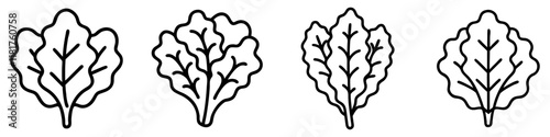 kale icon, vegetables line art, vegetables vector - simple black line art icon of kale perfect for logos, and vegetables-themed designs.