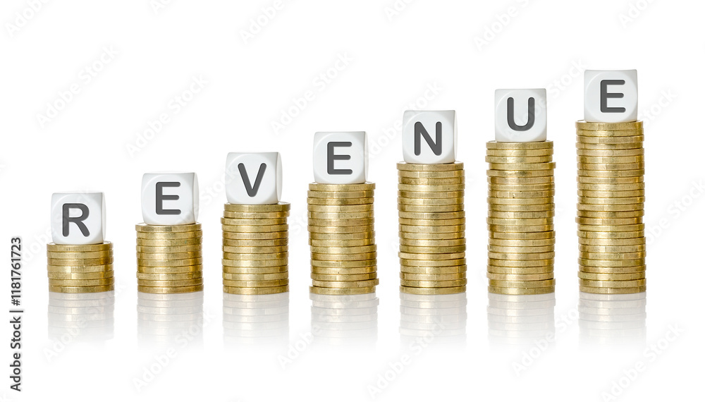 Coin stacks with letter dice - Revenue Coin stacks with letter dice - Revenue