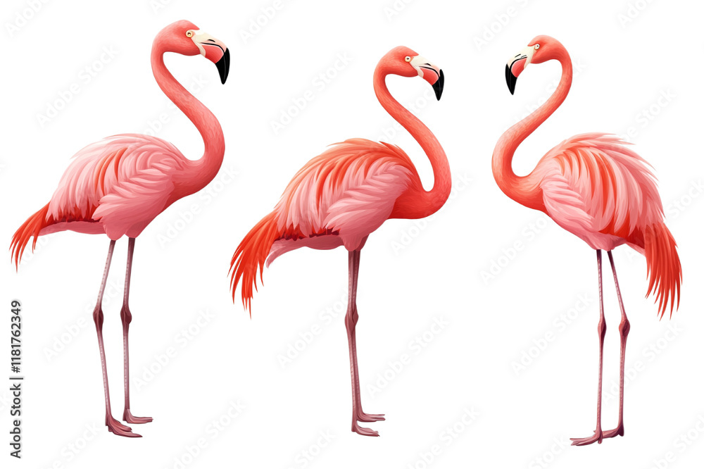 Obraz premium Flamingos on a transparent background.