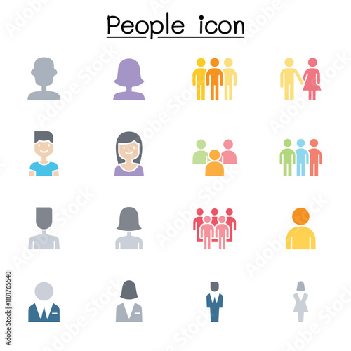 People icon set in thin line style