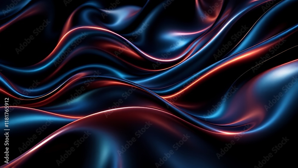 Fototapeta premium Abstract iridescent shape, dark background design, 3d render