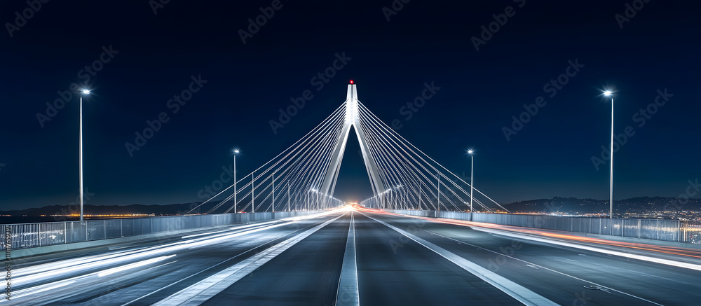 Obraz premium traffic on the Cable-stayed bridge at night