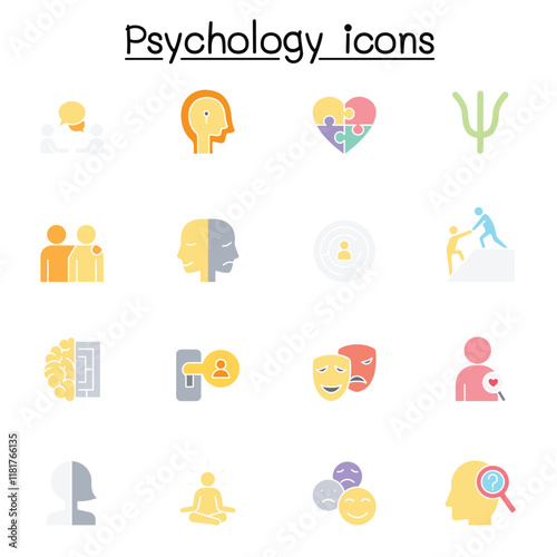 Psychology icons set in thin line style