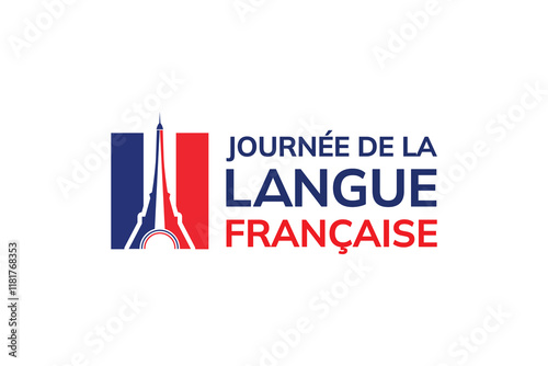 French Language Day vector illustration. Eiffel Tower. French flag design