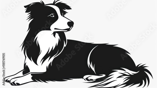 Wallpaper Mural Cute border collie silhouette in a modern minimalistic graphic design style Torontodigital.ca