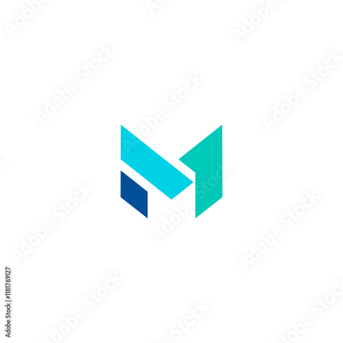Free Download Initial letter M logo geometric. Letter M Marketing and investment. Usable for Business and Marketing Logos. Flat Vector Logo Design. grean and blue - GFXLoad