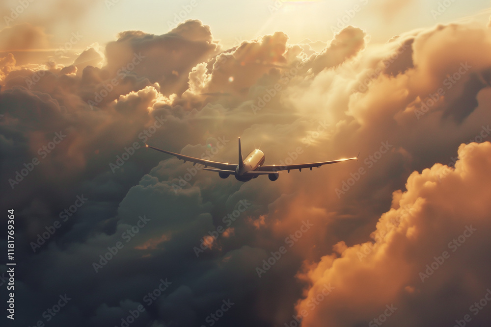 Soaring Airplane Gliding Through Majestic Clouds, Scenic Aerial View of Adventure Travel and Boundless Skies, Perfect for Wanderlust and Exploration Themes Soaring Airplane Gliding Through Majestic Clouds, Scenic Aerial View of Adventure Travel and Boundless Skies, Perfect for Wanderlust and Exploration Themes