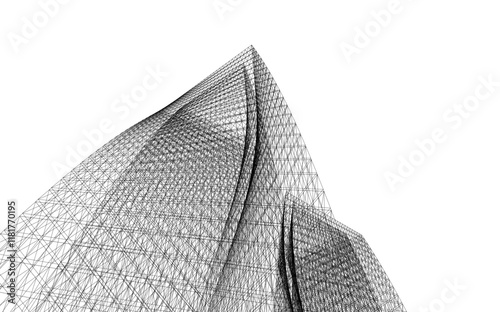 Abstract buildings architectural 3d drawing 