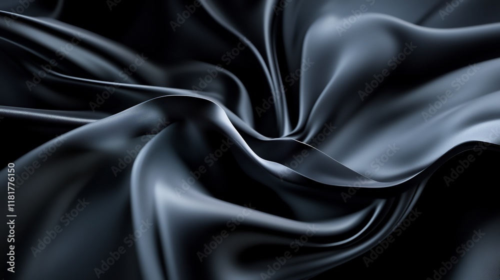 Fototapeta premium Abstract Dark Drapery: Elegant Black Silk Waves