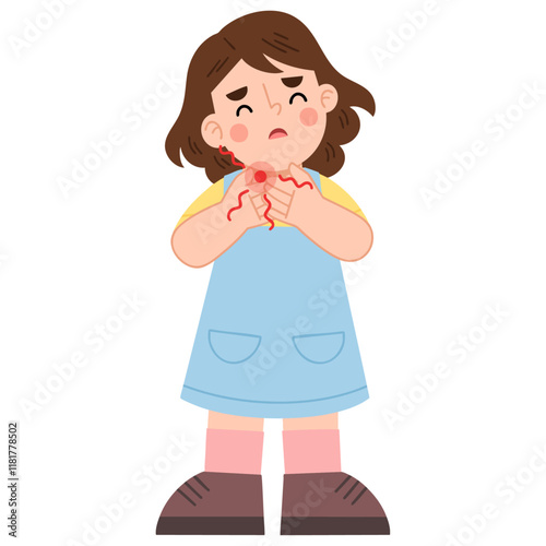 Illustration of a girl having a sore throat