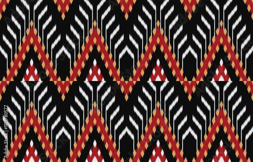 Ethnic abstract ikat art. Aztec ornament print. geometric ethnic pattern seamless  color oriental.  Design for background ,curtain, carpet, wallpaper, clothing, wrapping, Batik, vector illustration.