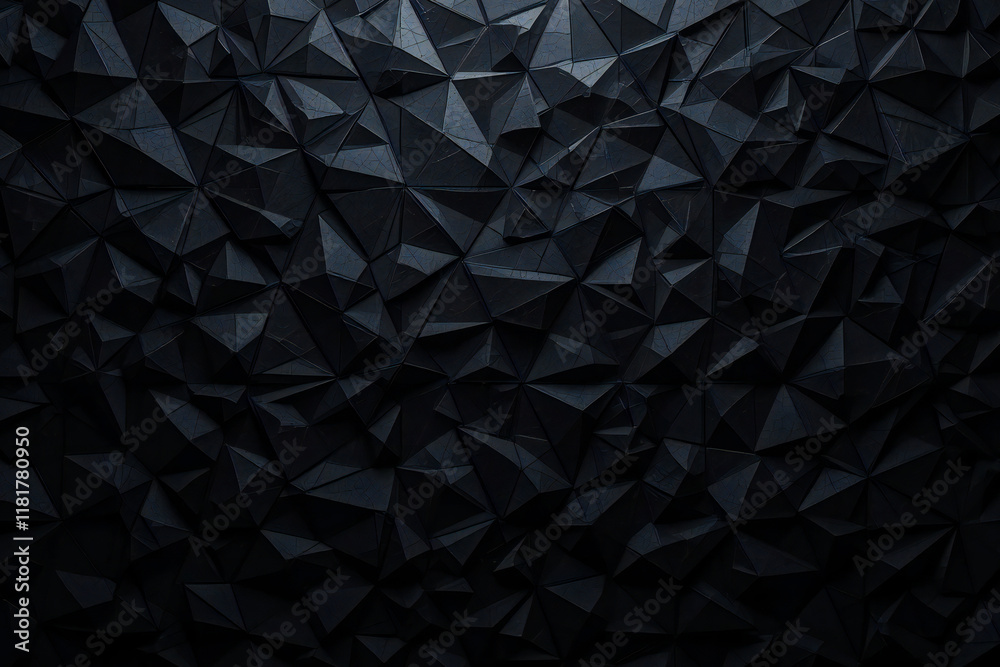Obraz premium Minimalistic black triangle grid with subtle light gradients, embossed surfaces, and dynamic depth, ideal for futuristic wallpapers