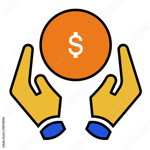 Saving Icon. Personal finance icon. Filled outline style