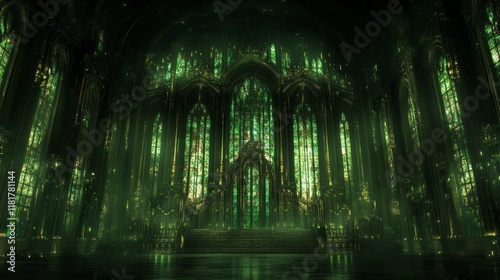 Emerald Gothic Cathedral Hall Green Glass Windows