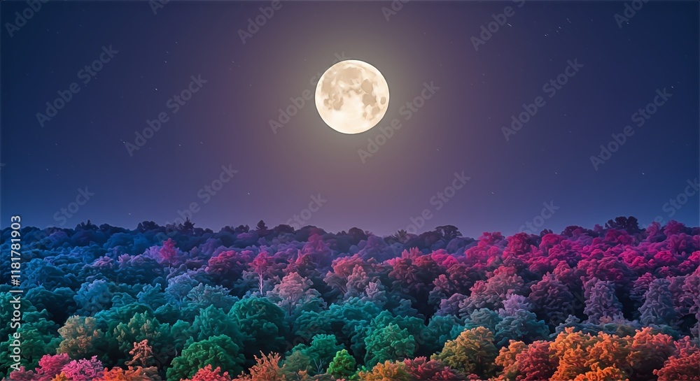 Fototapeta premium full moon over the forest