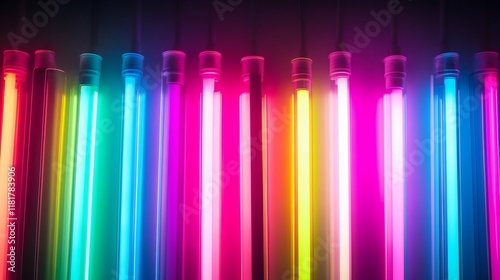 Foto Vibrant Neon Lights: A Spectrum of Color