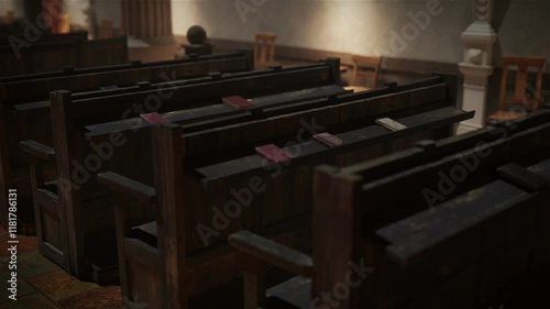 Old church interior, 3D animation