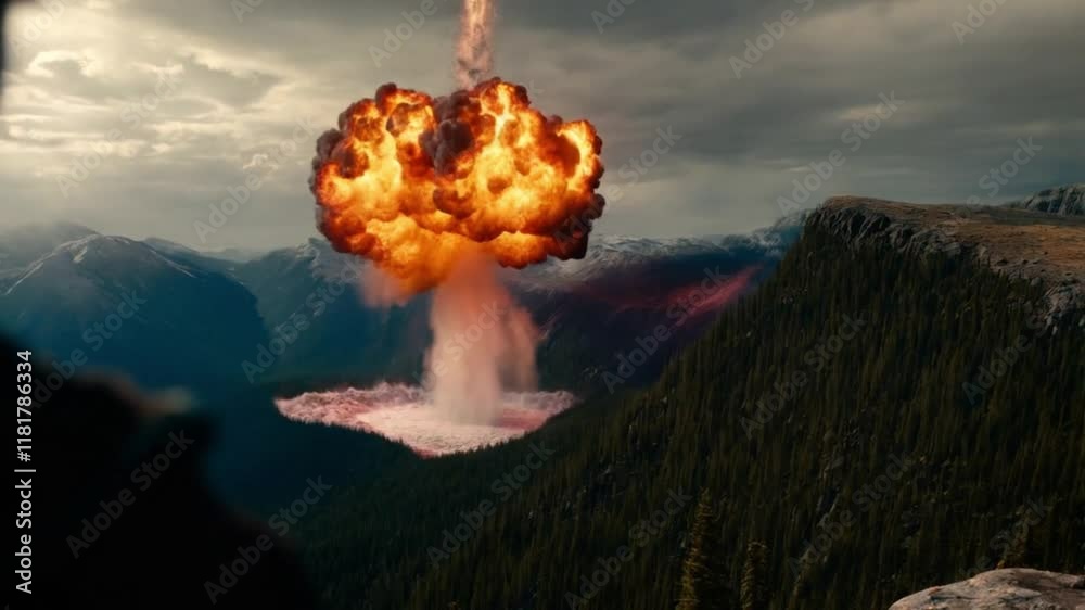 Witnessing the Unthinkable: A Fiery Celestial Event Over Majestic Mountains