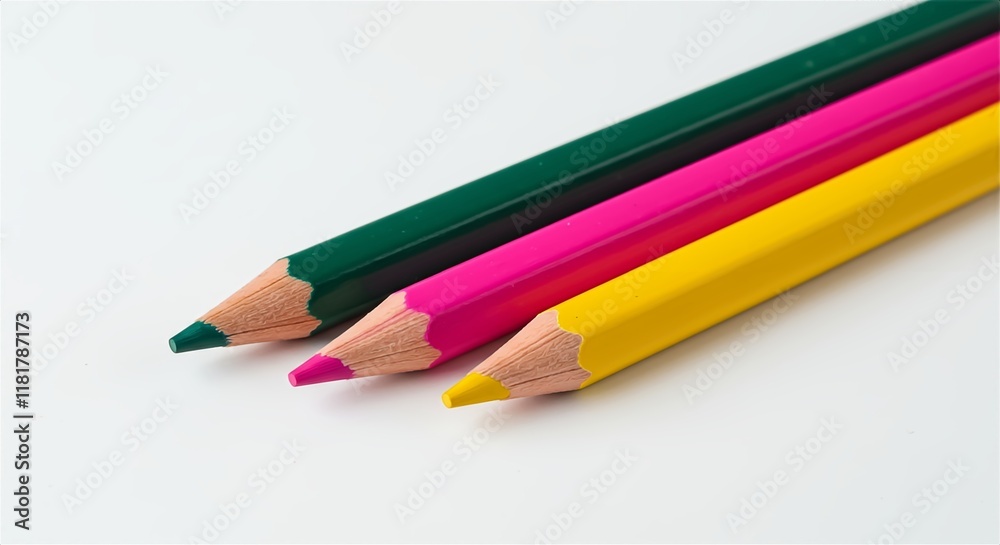 Fototapeta premium color pencils on white background