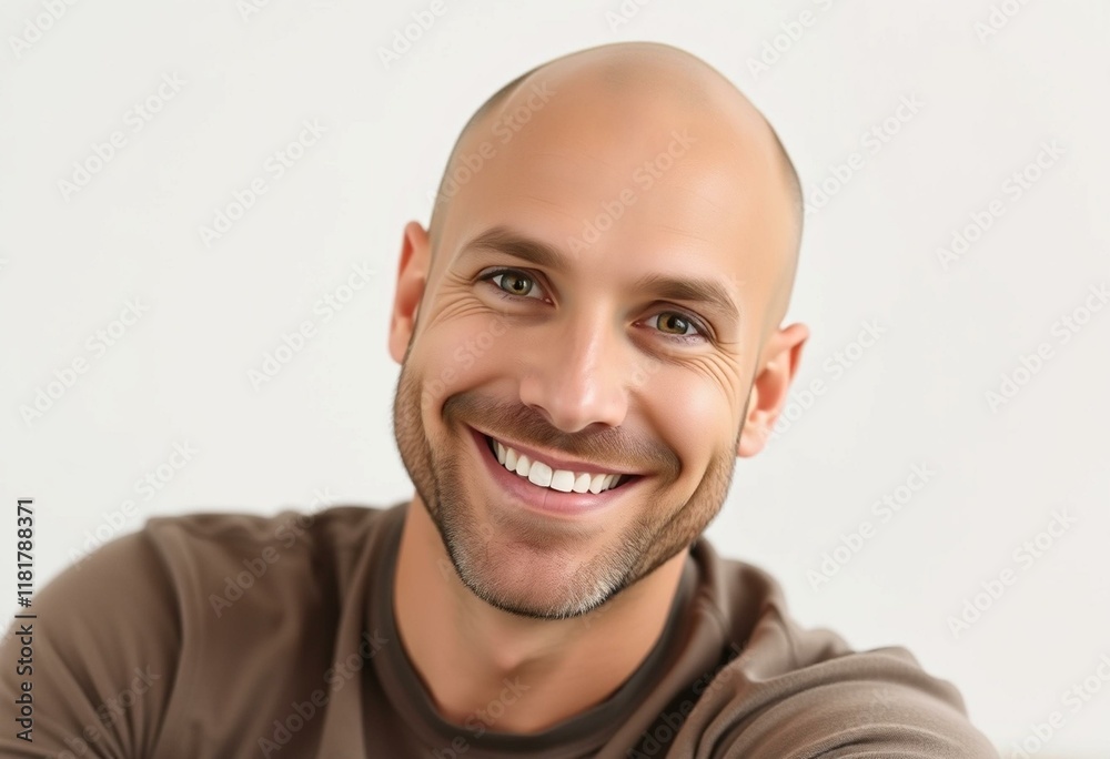 Bald man in a relaxed pose with a friendly smile Bald man in a relaxed pose with a friendly smile