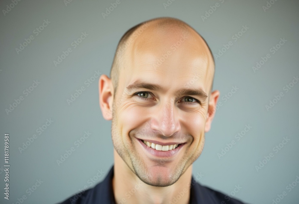 Fototapeta premium Portrait of a bald man with a warm smile