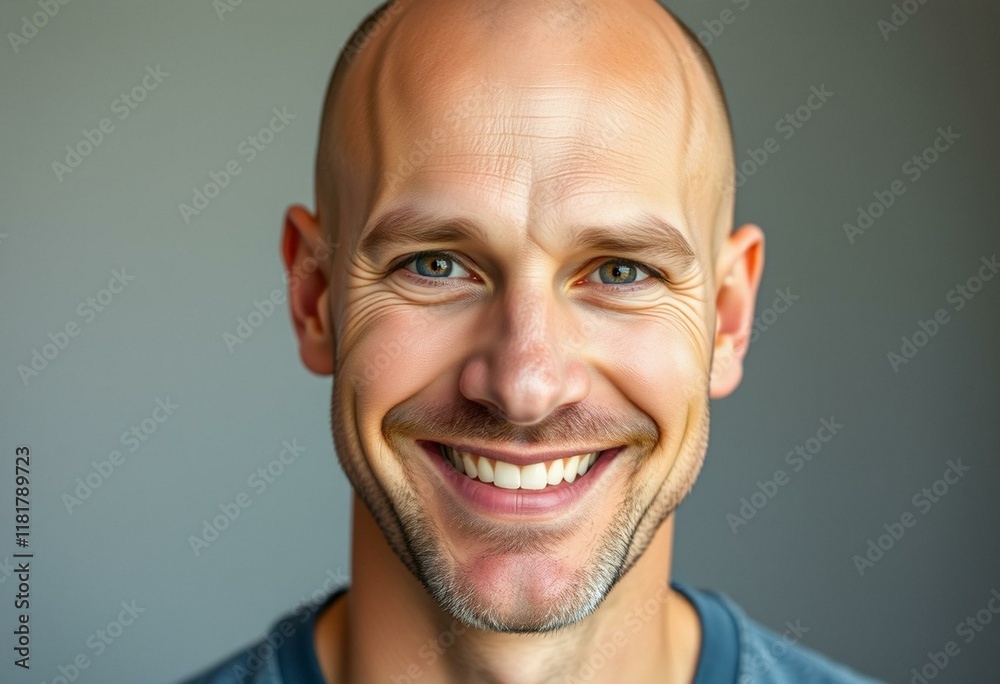 Portrait of a bald man with a friendly smile Portrait of a bald man with a friendly smile